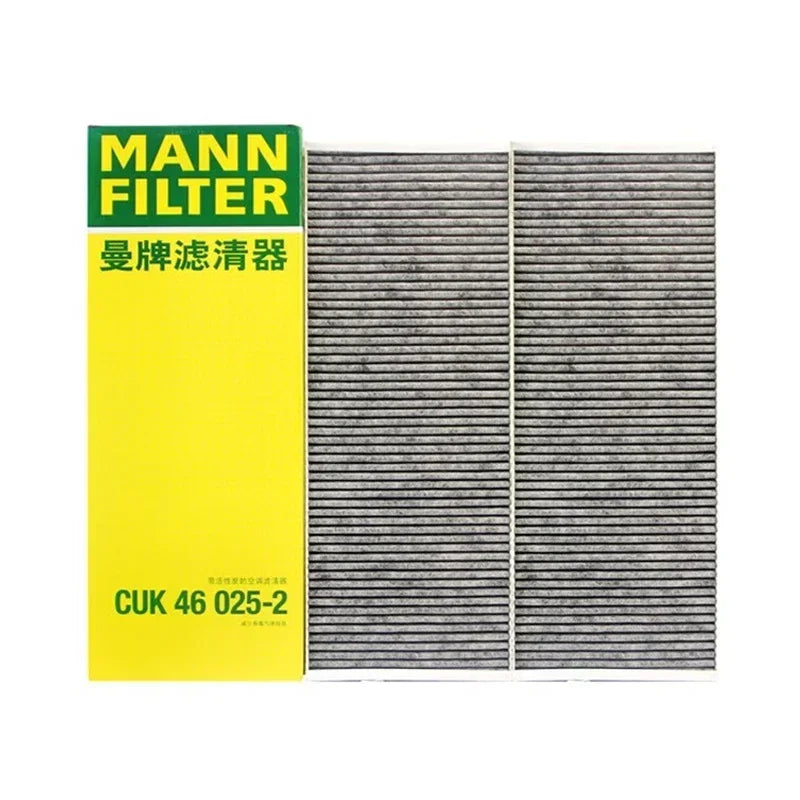 Tesla Model Y / 3 HEPA Aktivkohle-Innenraumfilter-Set für Elektrofahrzeuge – MANNFILTER CUK25015/21-2, CUK46025/1-2, CU47025/3-2 – eingebauter Luftfilter