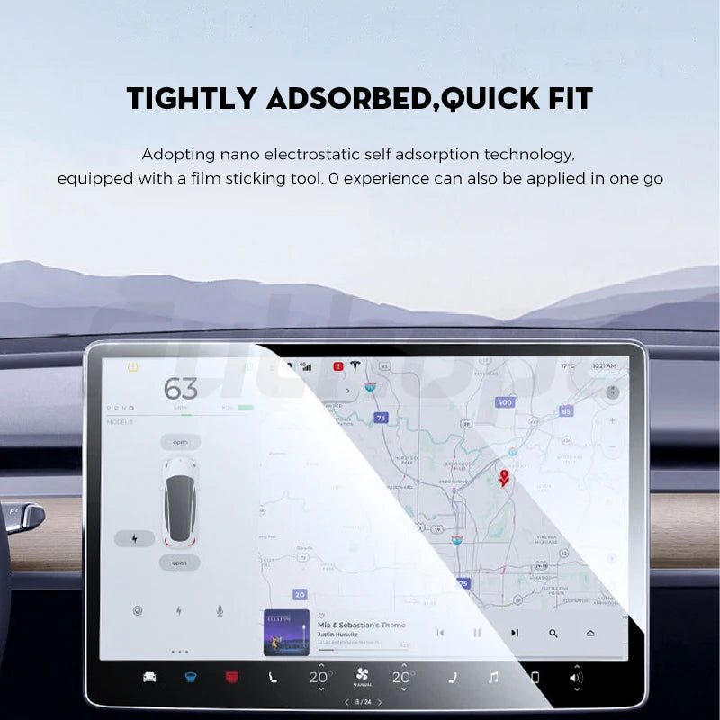Displayschutz gehärtetem Glas für Tesla Model 3 Y Highland Juniper 2021–2025