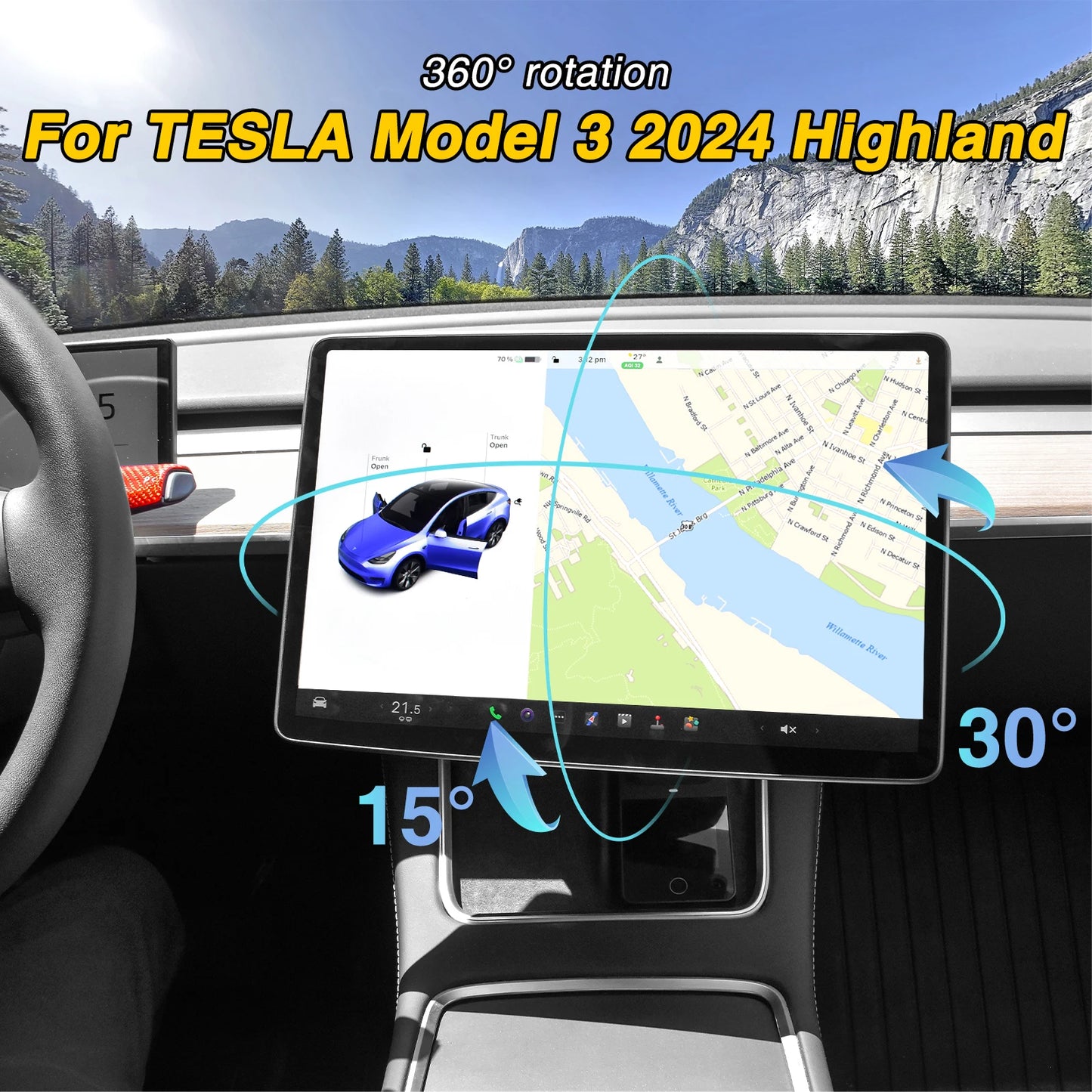 Bildschirm-Schwenk / Neigehalterung für Tesla Model Y/3 Highland 2017-2024