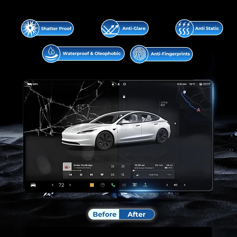 Displayschutz gehärtetem Glas für Tesla Model 3 Y Highland Juniper 2021–2025