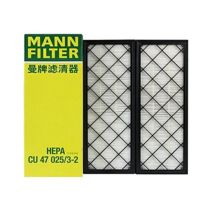 Tesla Model Y / 3 HEPA Aktivkohle-Innenraumfilter-Set für Elektrofahrzeuge – MANNFILTER CUK25015/21-2, CUK46025/1-2, CU47025/3-2 – eingebauter Luftfilter