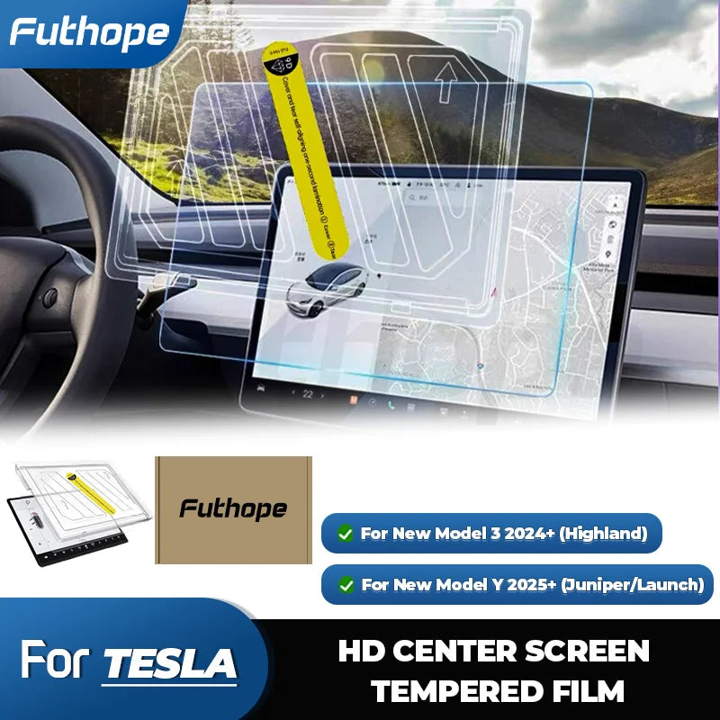 Displayschutz gehärtetem Glas für Tesla Model 3 Y Highland Juniper 2021–2025