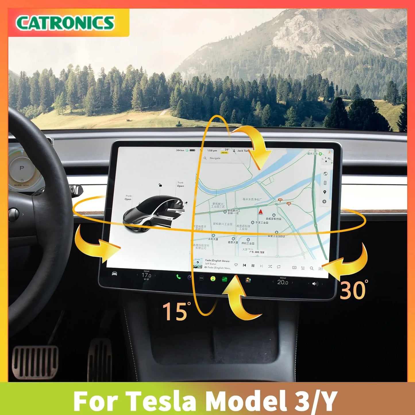 Bildschirm-Schwenk / Neigehalterung für Tesla Model Y/3 Highland 2017-2024