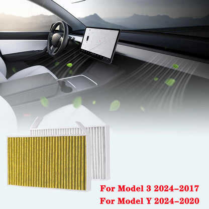 Tesla Modell Y Innenraumfilter 2024–2017, Ersatz für den HEPA-Luftansaugfilter mit Aktivkohle